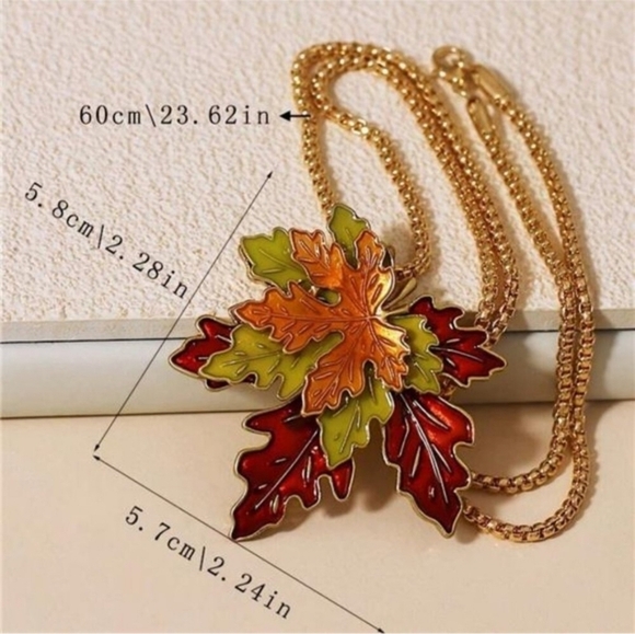 3pcs/Set BEAUTIFUL 3D Vintage Maple Leaf Gold Tone Necklace Earrings set - Picture 2 of 8